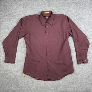 Milano Uomo Shirt Mens 16.5 34/35 Purple Solid Long Sleeve Dress Button Front‎